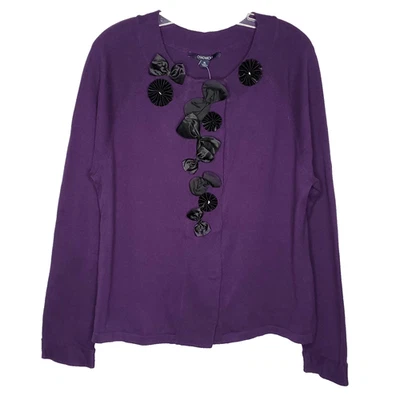 Suéter cárdigan de algodón para mujer XL púrpura manga raglán lazos de satén pin up años 50 Foto 1 de 4