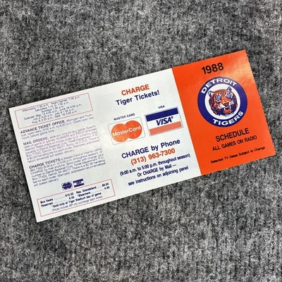 1988 Detroit Tigers Pocket Schedule MLB Baseball Tiger Stadium - Image 1 of 4