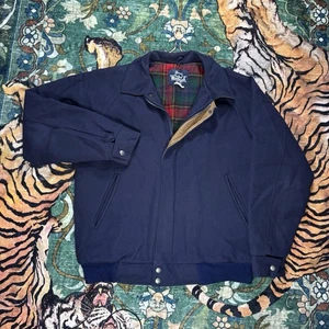 Vintage Woolrich 100% Wool Bomber Jacket Full Zip Plaid Lined Medium USA Made - Picture 1 of 7