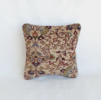 Vintage Turkish Rug Pillow Cover 16x16 Handmade Rug Tribal Cushion - Image 1 of 4