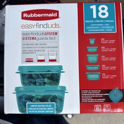 Rubbermaid EasyFindLids 18 Piece Plastic Food Storage Container Set with Vents.. - Image 1 of 3