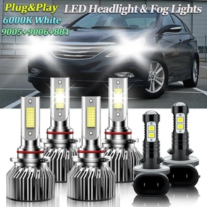For Hyundai Sonata 1995-1996 White LED Headlight + Fog Light Bulbs High Low Beam - Picture 1 of 11