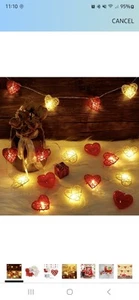 Happy Trees Valentine String Lights, 10 FT 20 LED Heart Shape String Light,... - Picture 1 of 7