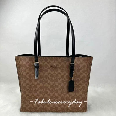 Coach Mollie Tote Bag In Signature Canvas In Tan/Gold/Black CV967 NWT - Image 1 of 4
