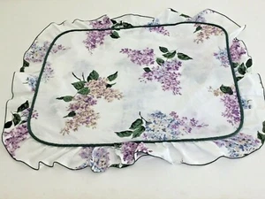 Vtg Cannon Floral 20x26 Pillowcase Lilacs White Purple Green Ruffled Edge Blend - Foto 1 di 11
