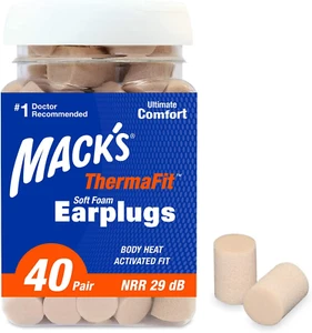 Mack's ThermaFit Soft Foam Earplugs, 40 Pair - Comfortable Ear Plugs for Sleepin - Picture 1 of 12