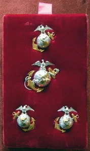 Fantastic Hallmarked USMC M1936 Officer Full Dress EGA Set Original Velvet Card - Picture 1 of 8