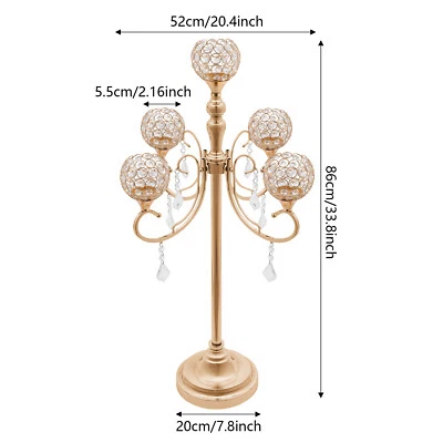 Candelabro de cristal de 5 brazos mesa centros de mesa decoración boda Foto 1 de 4