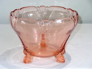 Heisey Elegant Glass Pink Flamingo Dolphin Foot Nasturtium Bowl - Picture 1 of 4