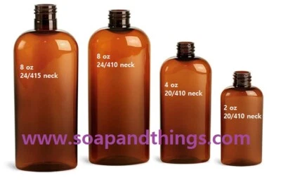 8 oz AMBER Cosmo Oval PET bottle w/ LOTION PUMPS -10 sets 24/415 neck - Image 1 of 4