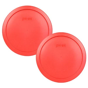 Pyrex 2 Pack Red Plastic Round 6/7 Cup Storage Lid Cover 7402-PC for Glass Bowl - Picture 1 of 3
