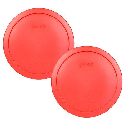 Pyrex 2 Pack Red Plastic Round 6/7 Cup Storage Lid Cover 7402-PC for Glass Bowl