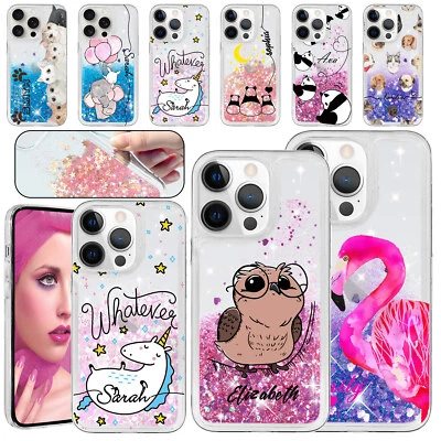 Personalized Name Glitter Clear Phone Case Cover For iPhone 16 Pro Max 15 13 14 - Image 1 of 4