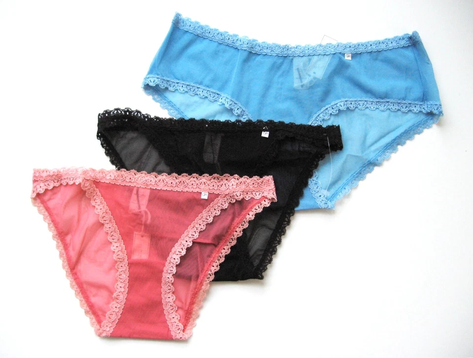 Bikini ajustado de chifón de encaje floral negro azul coral A69 Gilly Hicks para mujer S Foto 1 de 2