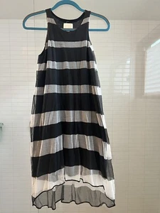 Band of Outsiders Women Sz 0 (XS-S) Black And White Stripe Layered Tank Dress - Picture 1 of 4