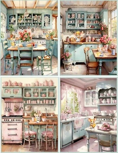 8 Mice Mouse Kitchen Vintage Shabby Chic glossy blank note card envelopes - Picture 1 of 4