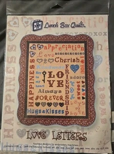 Love Letters From Lunch Box Quilts Quilt Pattern & Machine Embroidery USB - Picture 1 of 2