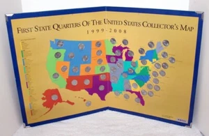 First State Quarters of the United States Collector’s Map 1999-2008 Complete Set - Picture 1 of 7