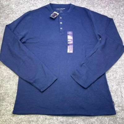 Lucky Brand Thermal Henley Shirt NAVY Long Sleeve Cotton/Poly Blend Pick Size - Image 1 of 4