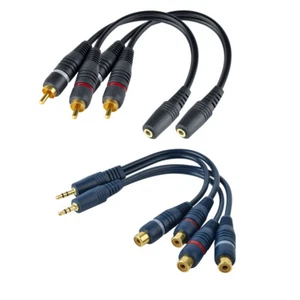 3,5mm Stereo-Stecker/Buchse auf Dual-Cinch-RCA Female/Male Audio-Adapter kabel - Bild 1 von 7