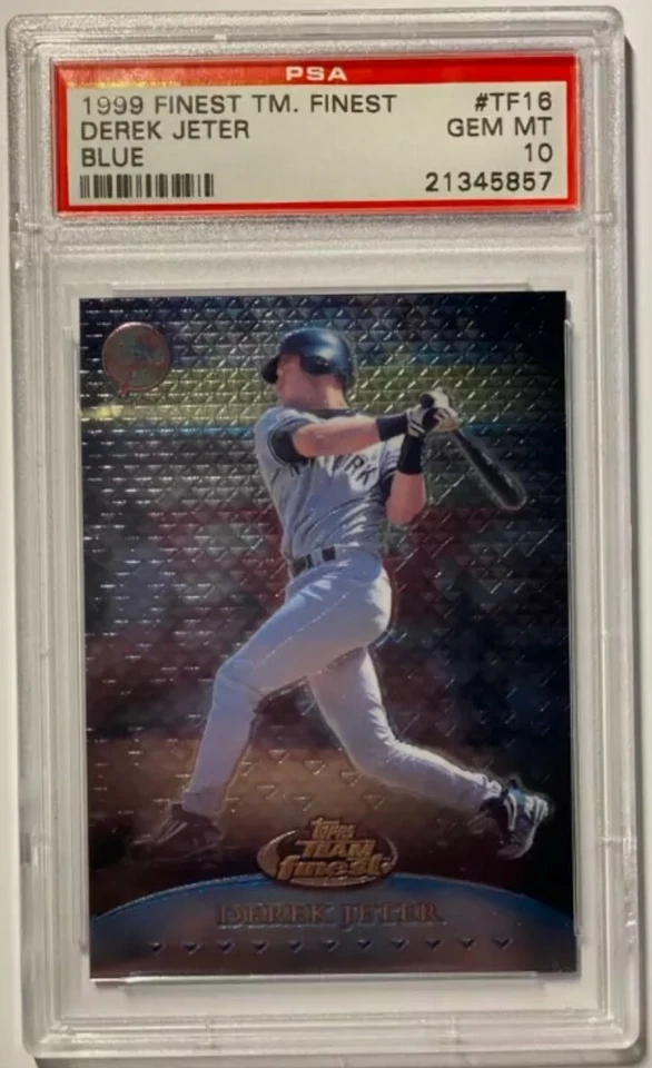 1999 Topps Finest Team Finest DEREK JETER Blue /1500 PSA 10 POP 17 - Image 1 of 4