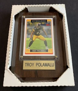 Pittsburgh Steelers Troy Polamalu Topps Card 4.5" x 6.5" Wooden Wall Display - Picture 1 of 1