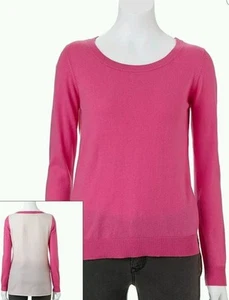 NWT J Lo Colorblock Scoopneck Sweater Hibiscus Pink XL NWT-GREAT GIFT IDEA - Picture 1 of 3