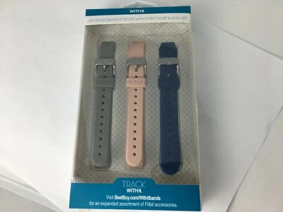 WITHit - Bands for Fitbit Alta and Alta HR (3-Count) - Gray / Navy / Pink