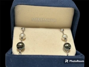 Mikimoto Pearls in Motion 18K White Gold Pearl and Diamond Earrings - Picture 1 of 2
