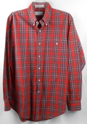 Peer Gordon Cleveland Vintage Button Down Red Plaid Dress Shirt Men's L - Image 1 of 4