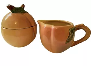 Vintage Block Molde Pfirsich Zucker & Milchkännchen Barbara Eigen Portugal handbemalt Set - Bild 1 von 7