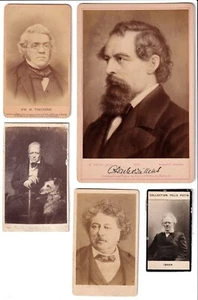 Lot of 9 vintage PHOTOGRAPHS of famous AUTHORS, CABINET, CVDs, POSTCARDs  - Imagen 1 de 2