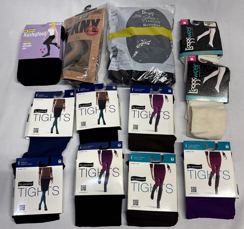VTG LOT 15 No Nonsense Tights Women’s Hosiery Medium Multi Colored Multi Brands - Image 1 of 4