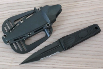 8" Combat Knife Stealth Black Spear Point Double Edge Tactical Holster Stealth - Image 1 of 4
