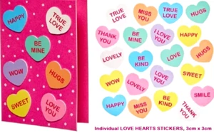Liebe Herzen Aufkleber mit Botschaften 30mm Peel & Stick Karte Basteln Formen Valentinstag - Bild 1 von 5