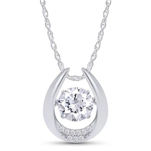 Round Cut Lab Created Moissanite Diamond Dancing Necklace, 0.8ct Moissanite, ... - Picture 1 of 6