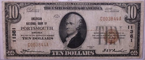 1929 $10., National Currency., Portsmouth, VA., Store #0777 - Picture 1 of 2