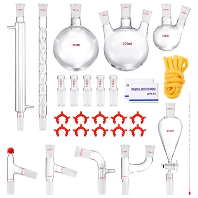 Lab Glassware Distillation Kit 1000ml 3.3 Boro 29 pcs Glassware Equipment - Image 1 of 4
