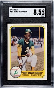 1981 Fleer #351 Rickey Henderson HOF SGC 8.5 NMMT+ MLB Oakland Athletics - Picture 1 of 2