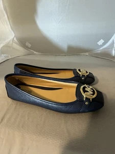 Michael Kors Fulton Moc Zapatos planos de cuero azul marino talla 6M - Imagen 1 de 11