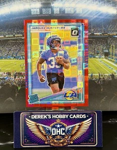 2025 Donruss Jarquez Hunter RC #397 Ottica Classificata Rookie Anteprima Rosso Pandora Rams - Foto 1 di 3