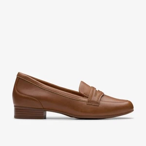 Clarks Womens Juliet Top Tan Leather Loafers Leather Smart - Picture 1 of 6