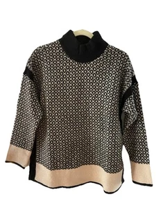 J. Jill Sweater Womens Medium Oversized Turtleneck Pullover Geo Print Wool NWT - Picture 1 of 9
