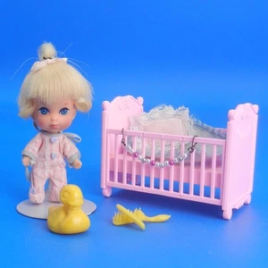 Vintage Liddle Kiddles LIDDLE DIDDLE Doll Beads Crib Duck Mattel 1965 *LOVABLE* - Picture 1 of 12