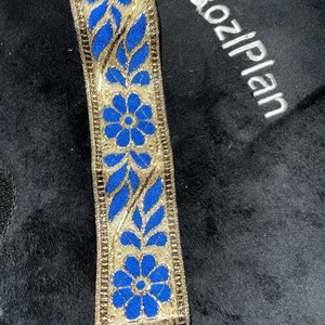1 1/2 "breite Spitzenborte 3 1/4" Yards golden & blau - Bild 1 von 3