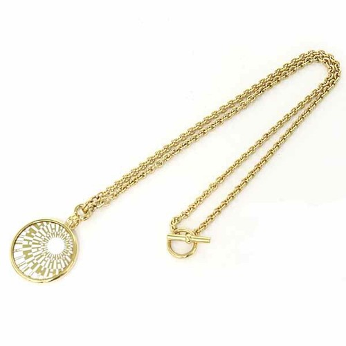 HERMÈS Hermes Collana Medaglia Op'H Pm Medaglia Smaltata Oro Bianco Ferramenta Usata S