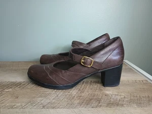 Clarks Bendables Womens Mary Jane Block Heels Brown Size 10 Academia Twee - Picture 1 of 14