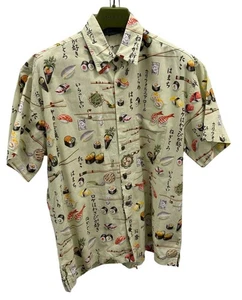 Vtg High Seas Trading Co. Sushi Shirt Men's Large Japanese Writing Chopsticks - Picture 1 of 7