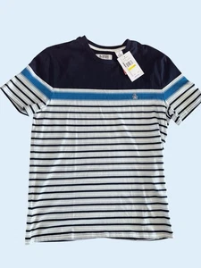 Penguin By Munsingwear Mens M Blue White Striped T-Shirt Short Sleeve Logo - Picture 1 of 8