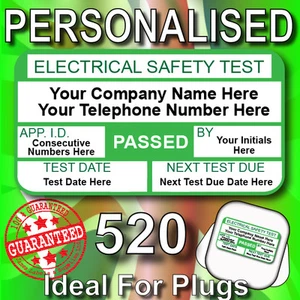 520 PAT TEST (PASSED) Labels Ideal Size Plugs - PAT TESTER LABELS BEST ON EBAY!  - Picture 1 of 3